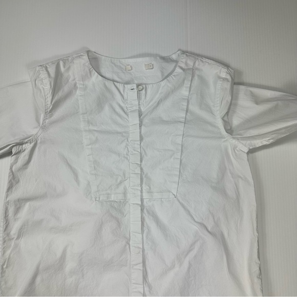 COS Sz 34 Shirt White Collarless Tuxedo Tunic - Picture 7 of 11